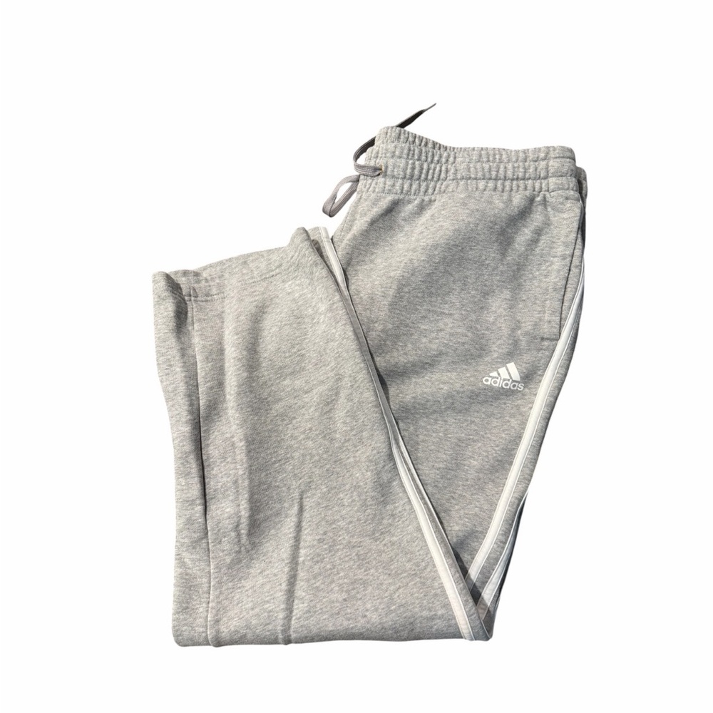 adidas Light Gray Joggers with White Side Stripes. Pre Loved